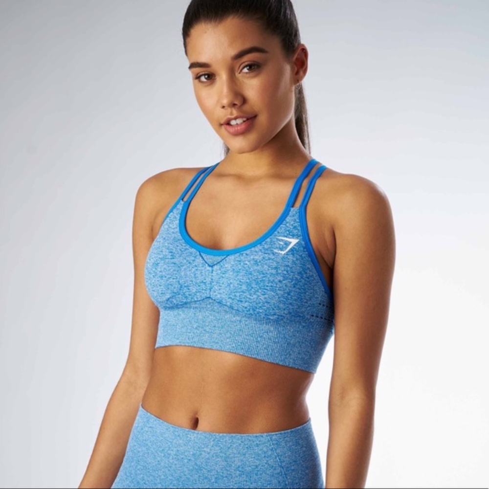 Gymshark l Seamless Cross-Back Sports Bra Blue XS